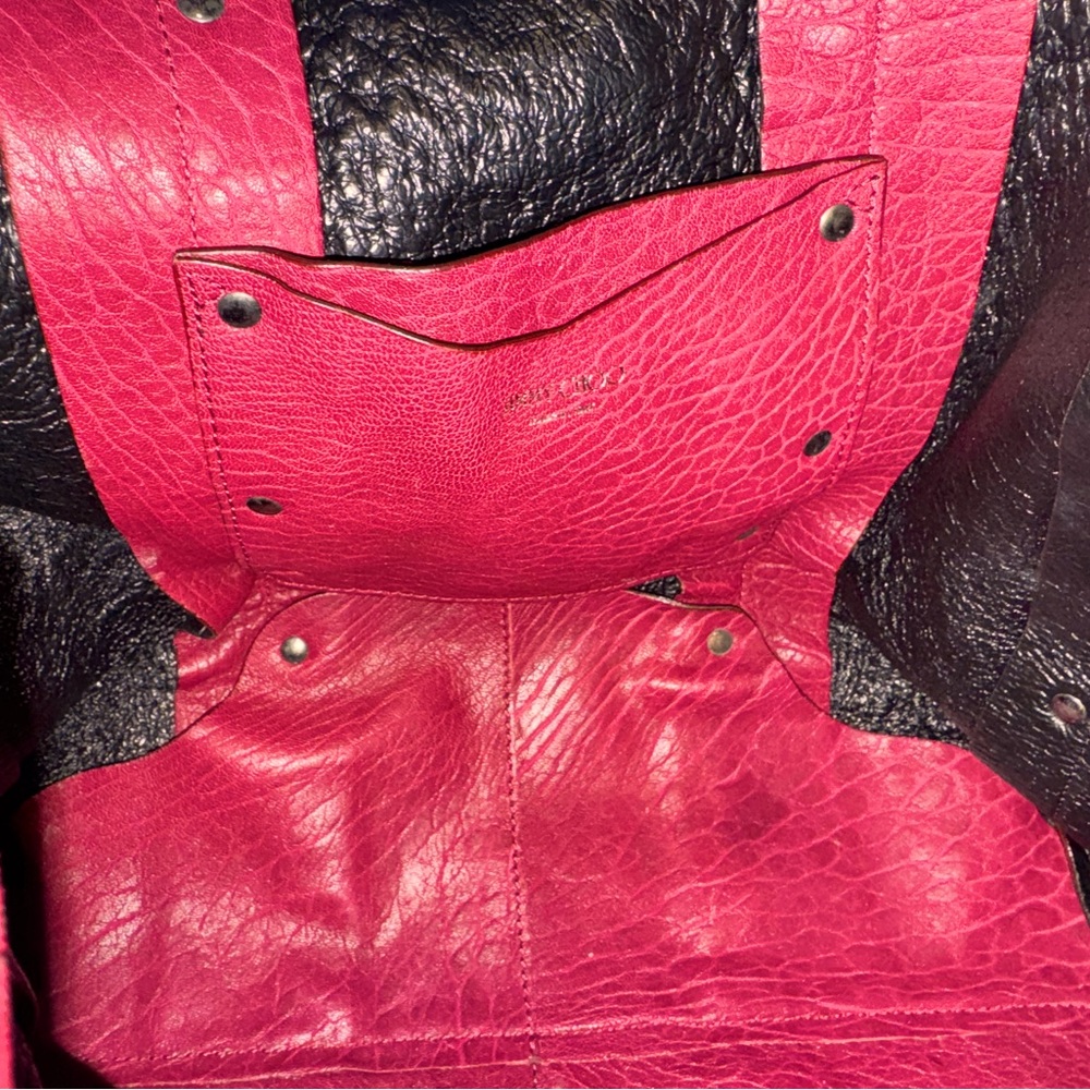 Jimmy Choo XL Tote Lockett -RARE-Cerise-Pebbled Leather AUTHENTIC JIMMY CHOO - Picture 11 of 16